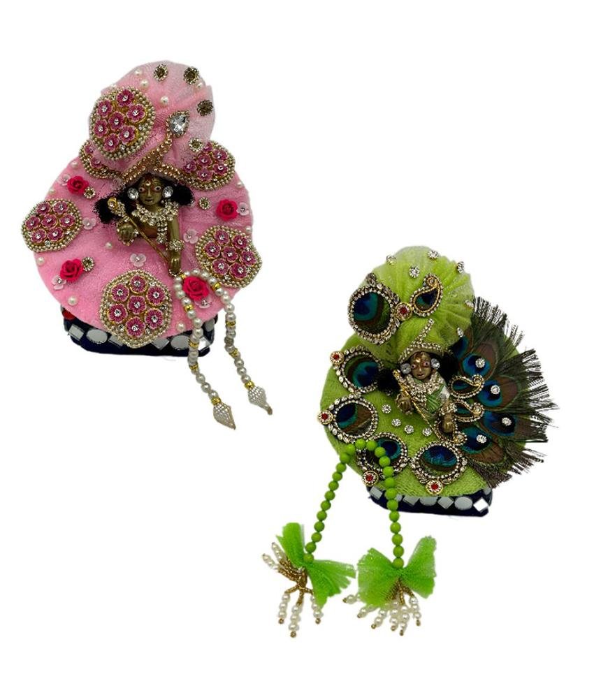 Pink & Green Duo Poshak — 4 No. (8 Inch)